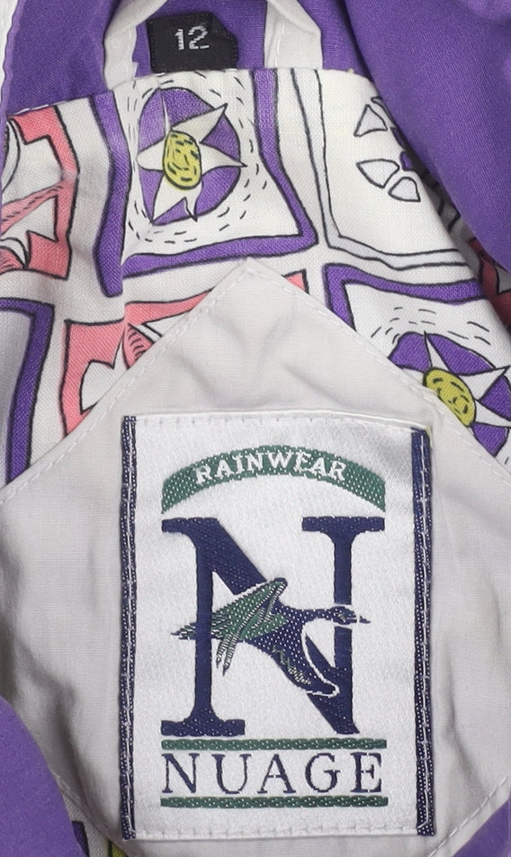 Brand and care label for Nuage Women's White Rain Coat Jacket, size 12