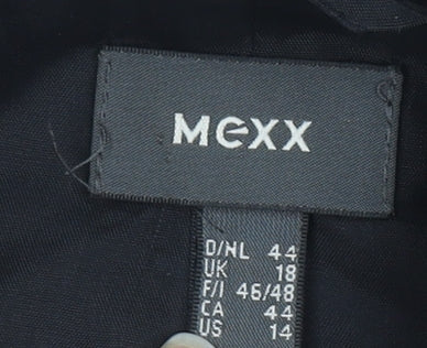 Brand and care label for Mexx Women's Black Pinstripe Suit Jacket, size 18
