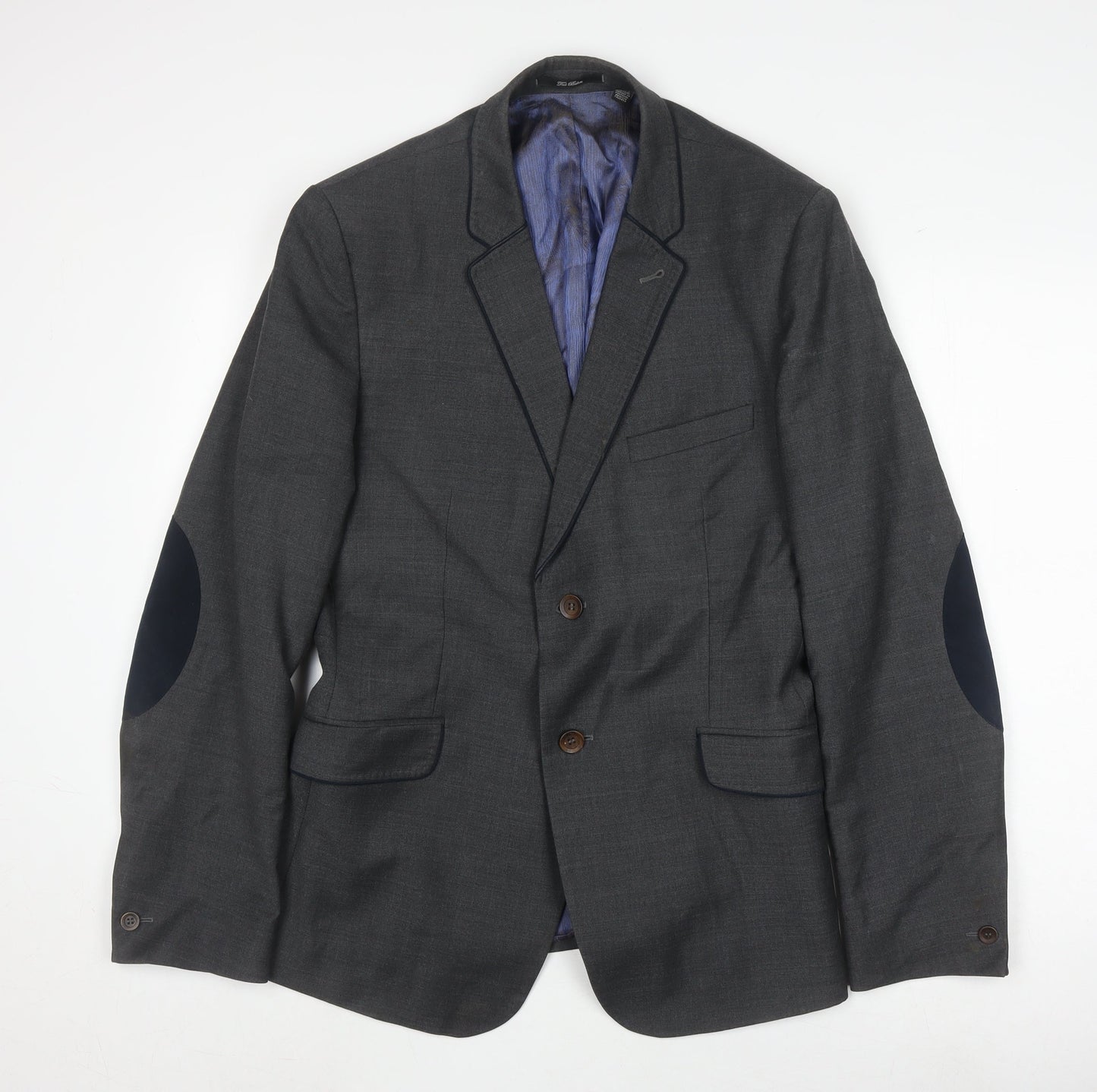 Ted Baker Men's Grey Wool Blazer, Regular Fit Size 4