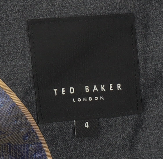 Ted Baker Men's Grey Wool Blazer, Regular Fit Size 4
