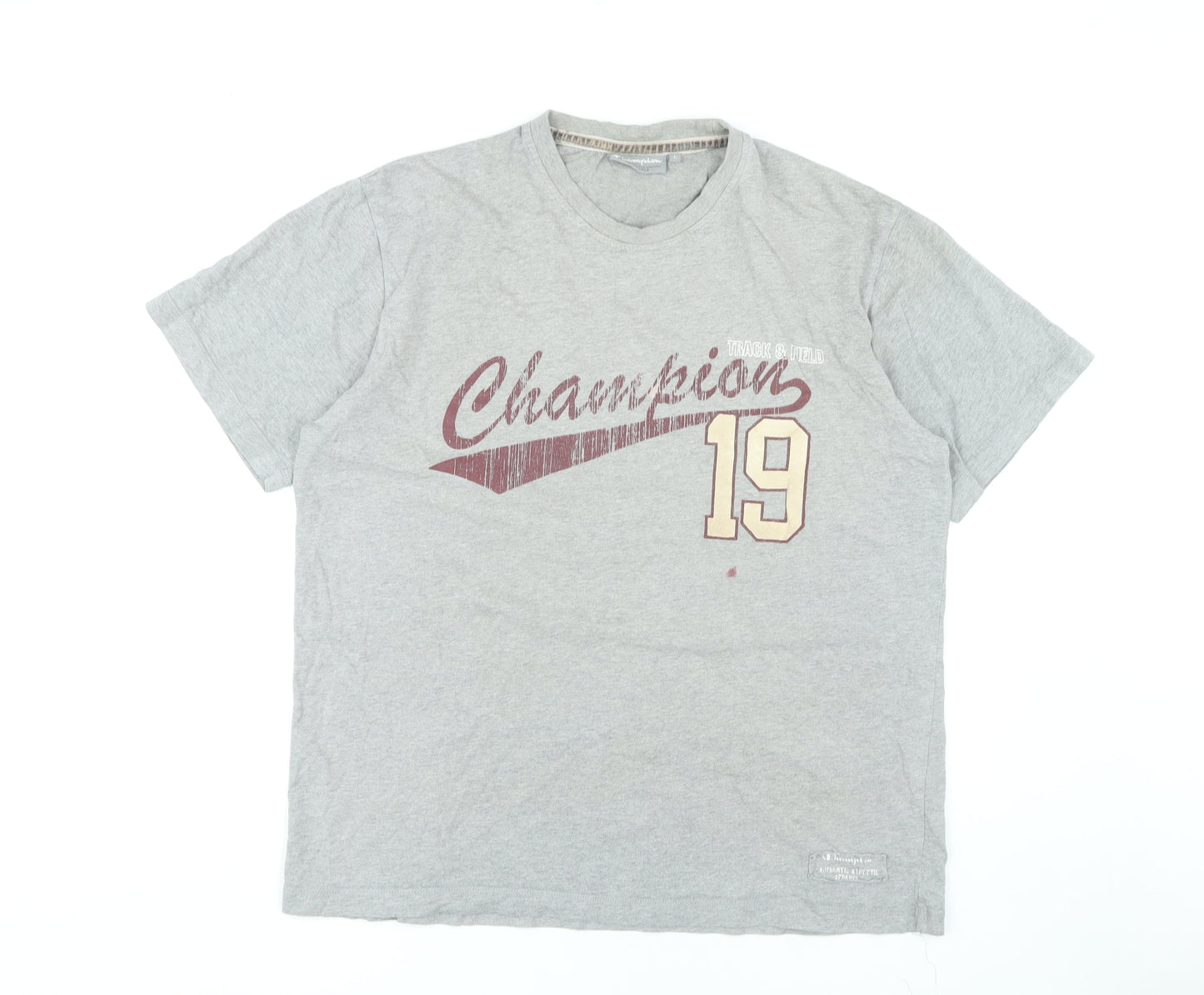 Champion Men's Grey Sports Graphic T-Shirt, Size L