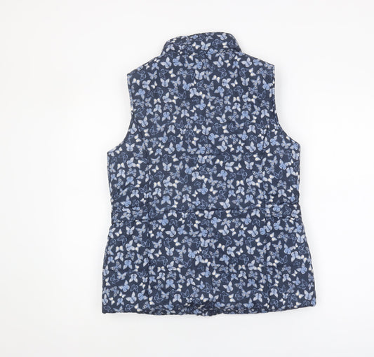 M&Co Women's Blue Butterfly Waistcoat, Size 10, Casual Style