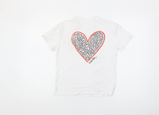 Keith Haring Girls White Graphic T-Shirt Size 9-10 Years