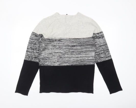 PRODUKT Men's Black Striped Cotton Pullover, S, Casual Wear
