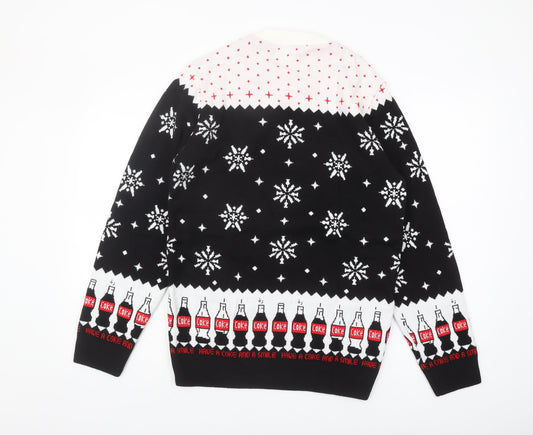 Coca-Cola Men's Black Christmas Jumper, Size S, Crew Neck