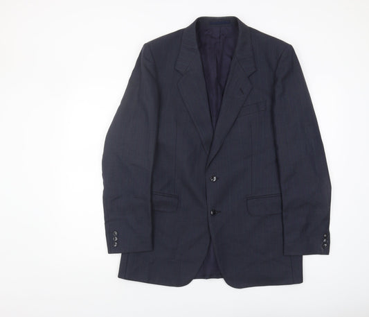 Boss Men's Blue Striped Blazer 40R Notch Lapel