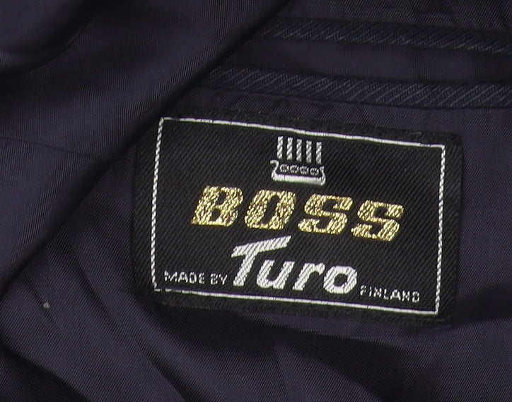 Boss Men's Blue Striped Blazer 40R Notch Lapel