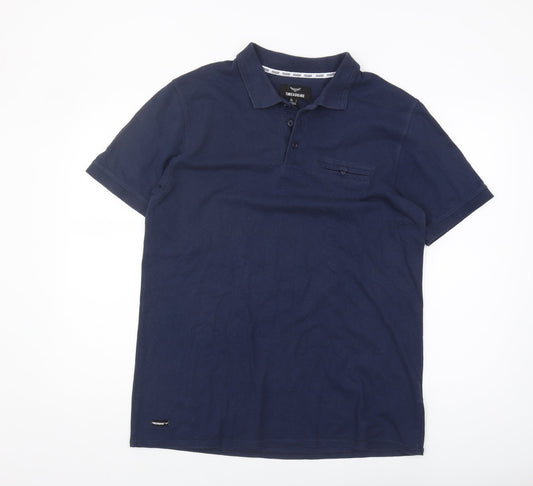Threadbare Men's Blue Polo Shirt L Cotton Blend