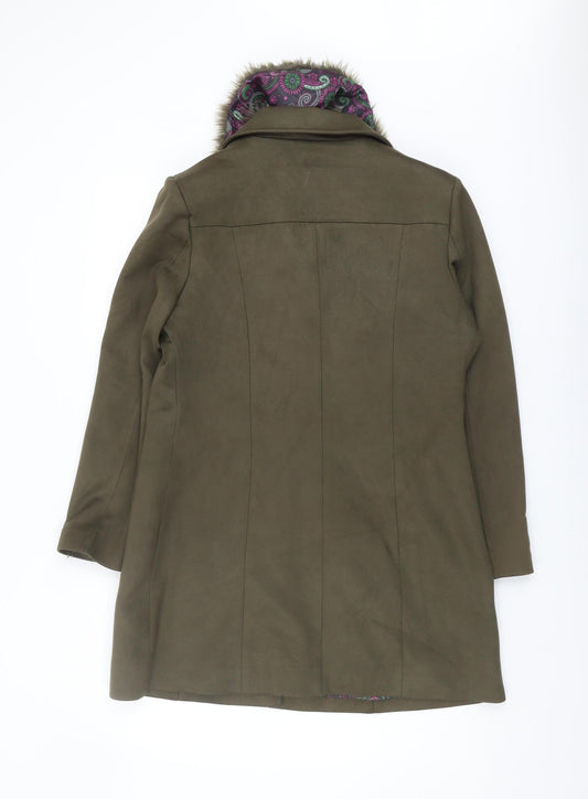 Sky Point Women's Brown Fur Trim Overcoat - L