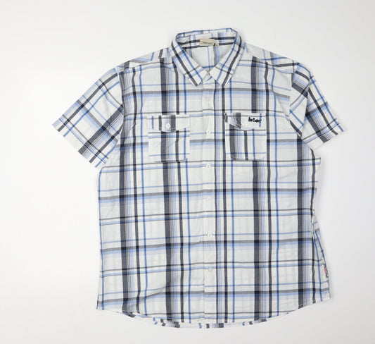 Additional front view of Lee Cooper Men's Blue XL Plaid Button-Up Shirt