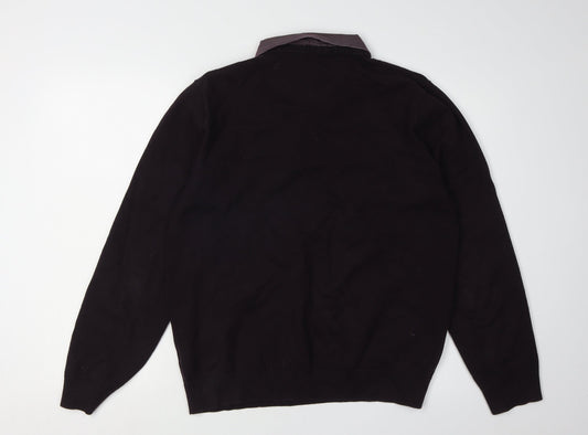 Marks and Spencer Men's Black Collared Pullover Jumper L