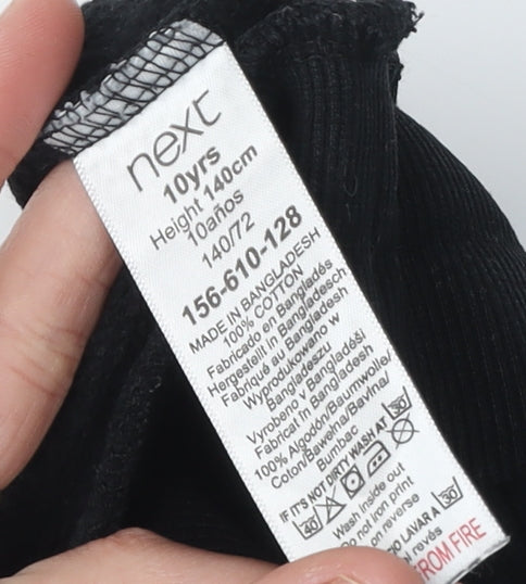Close-up detail of Next boys’ black playstation hoodie 10 years pullover style