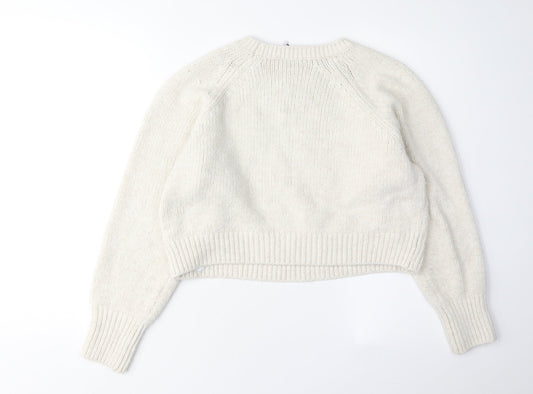 Hollister Women’s Ivory Cable-Knit Pullover - M