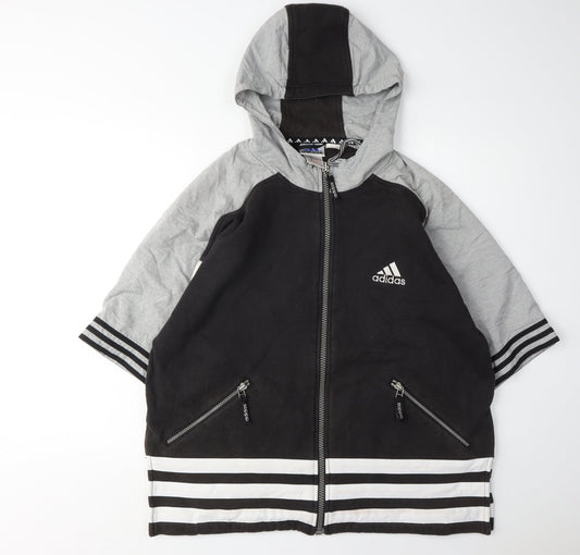 Additional front view of Adidas Men's Black Full Zip Hoodie, size M