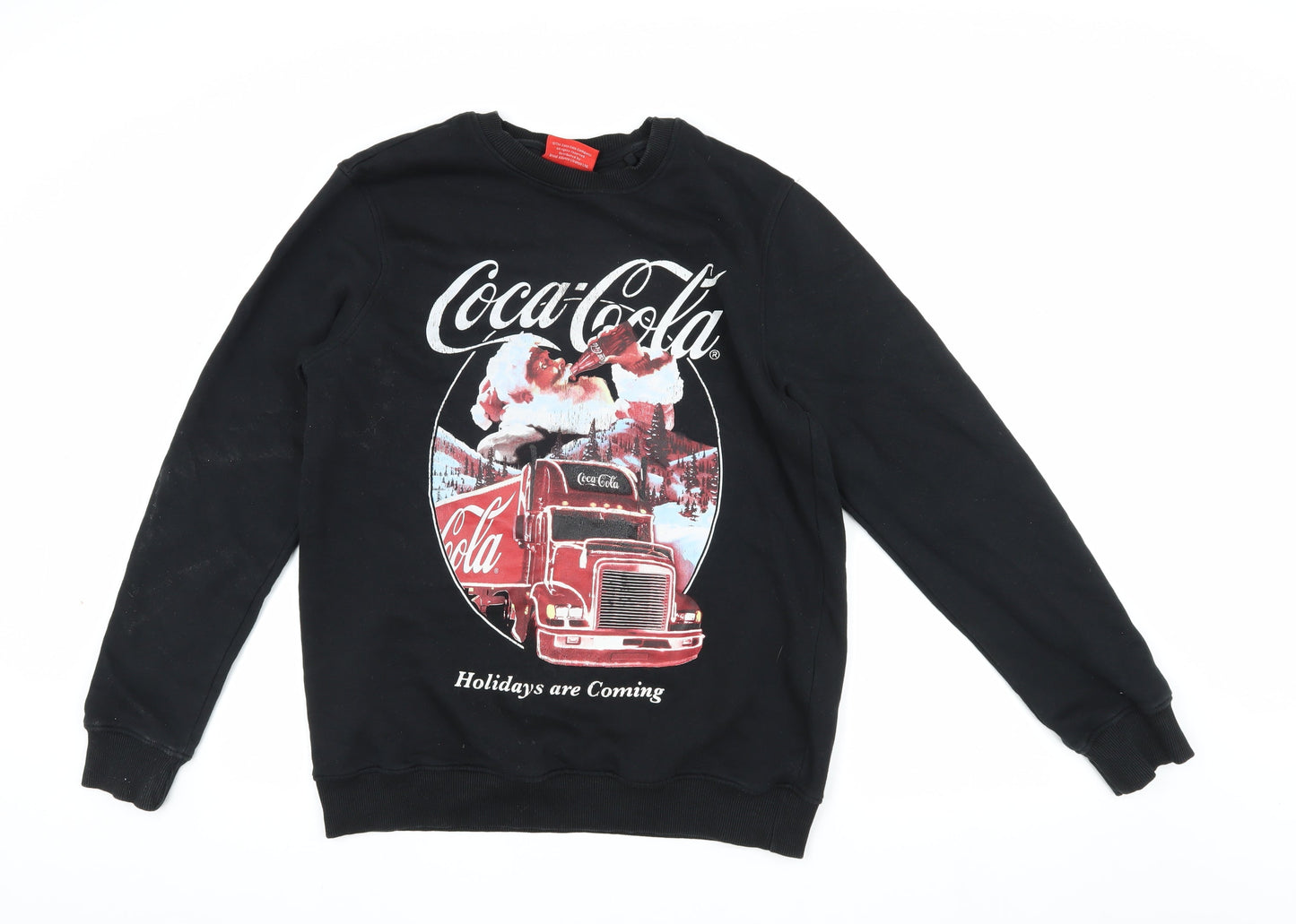 Coca-Cola Men's Black Graphic Pullover Sweatshirt, M