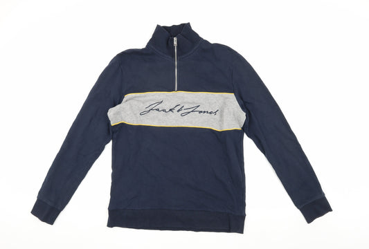 Jack & Jones Men's Blue Large 1/4 Zip Sweatshirt