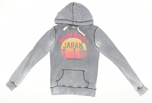 Womens UK M Regular Superdry Grey Pullover Hoodie