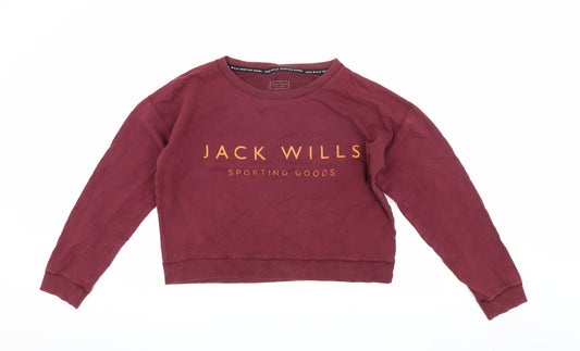 Jack Wills Women's Red Pullover Sweatshirt Size 12
