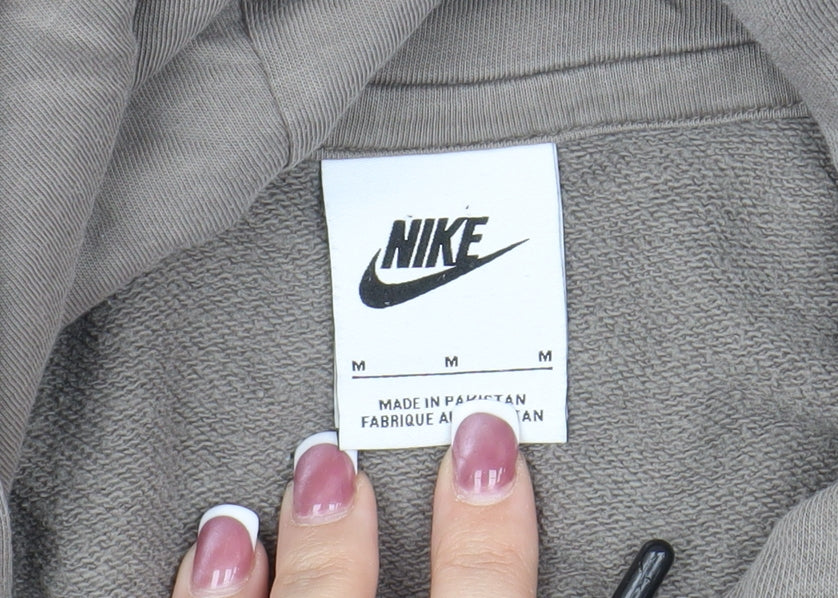 Nike Men's Grey Pullover Hoodie M Logo Accents