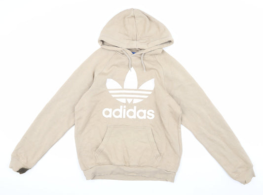 Adidas Men’s Beige Pullover Hoodie, Size S, Graphic Print