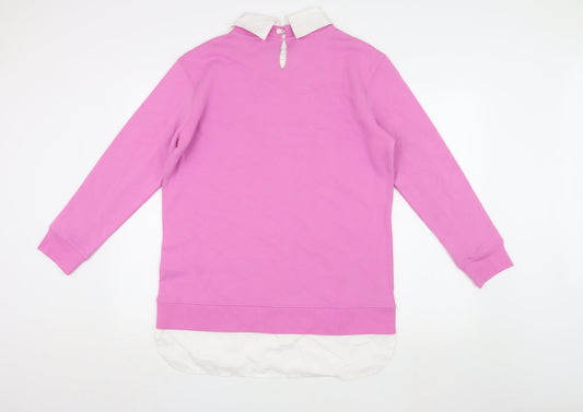 Threadbare Women's Pink Collared Pullover Sweatshirt M