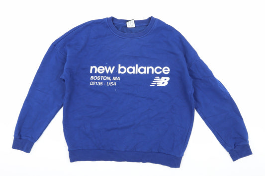 New Balance Blue Unisex Sweatshirt M Pullover Crew Neck