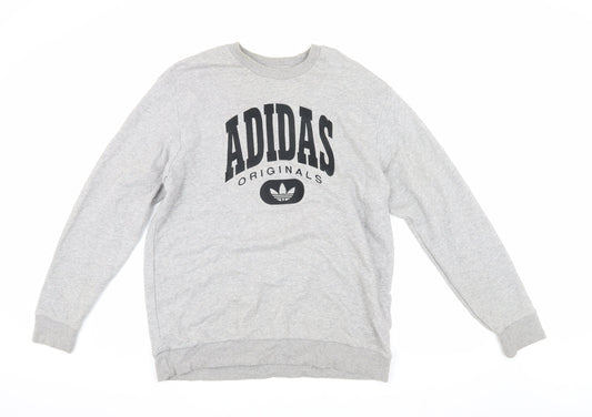 Adidas Men's Grey Pullover Sweatshirt, Size L