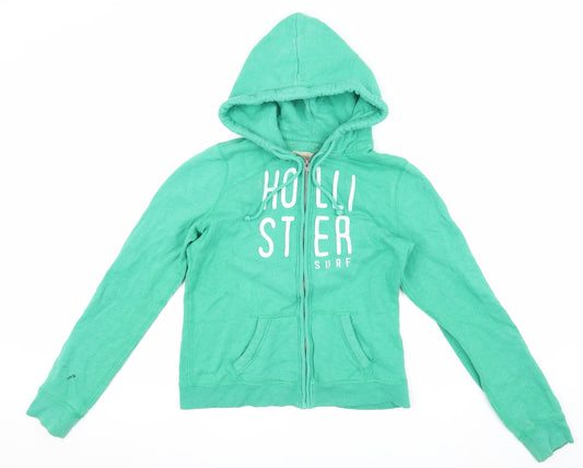 Hollister Women's Green Hooded Jacket - Medium