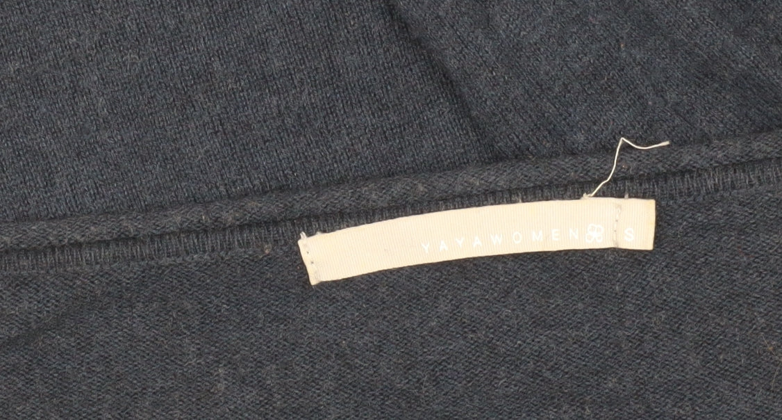 Close-up detail of Yaya Women’s Blue Wool Blend jumper, size S