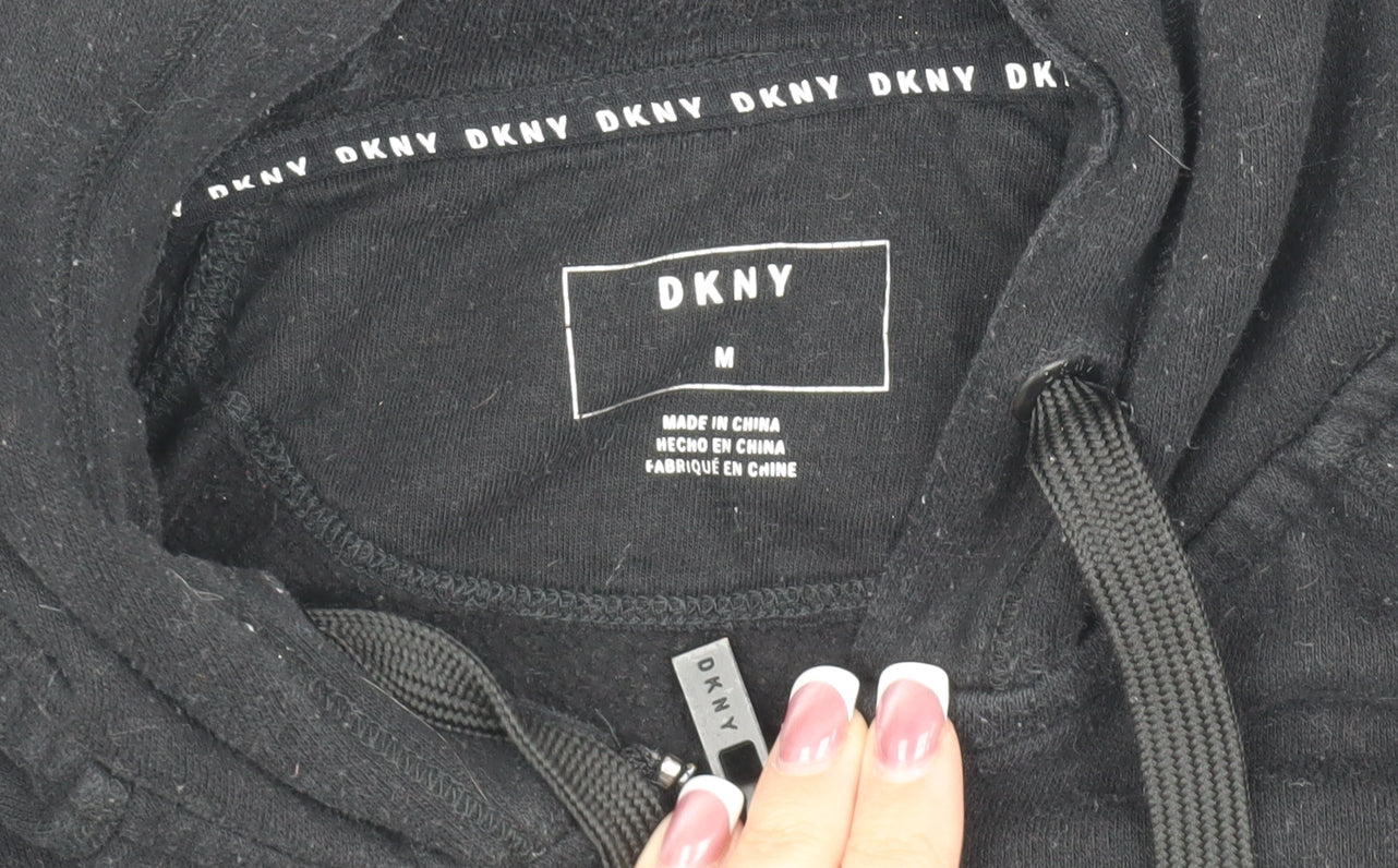 DKNY Women's Black Hooded Jacket M - Classic Casual Style