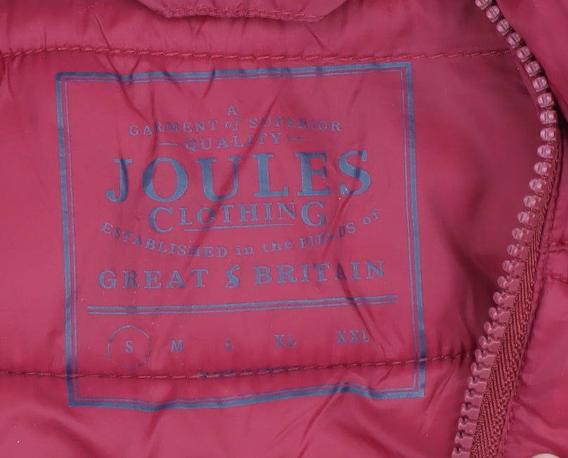 Joules Women's Red Puffer Waistcoat, S, Full Zip, Casual