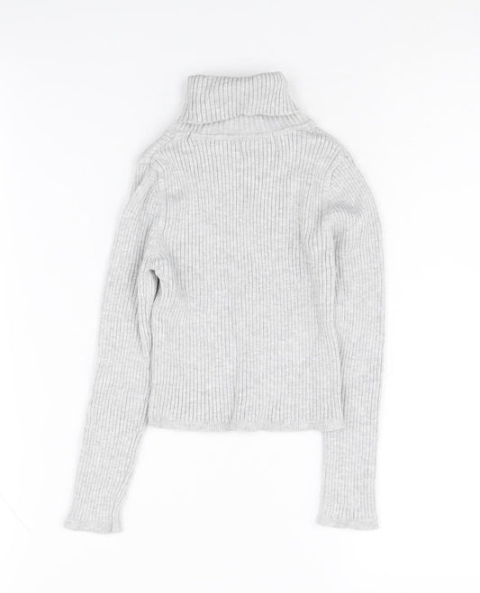 Lefties Girls Grey Roll Neck Pullover Jumper Size 5-6 Years