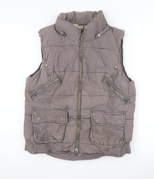 White Stuff Women's Brown Waistcoat Size 12, Zip Pockets