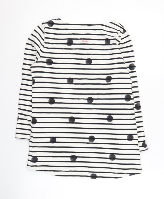 Joules Women's White Striped Cotton Boat Neck Top