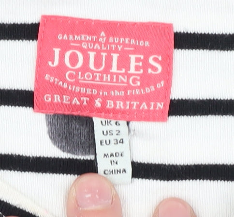 Joules Women's White Striped Cotton Boat Neck Top