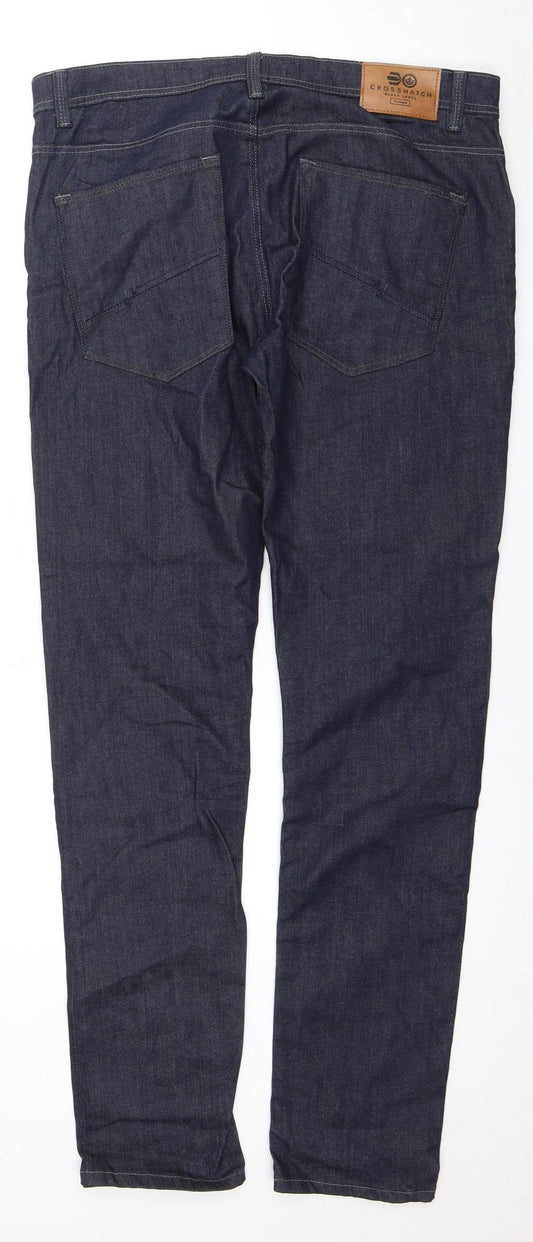 Crosshatch Men's Blue Straight Jeans 38L Regular Fit
