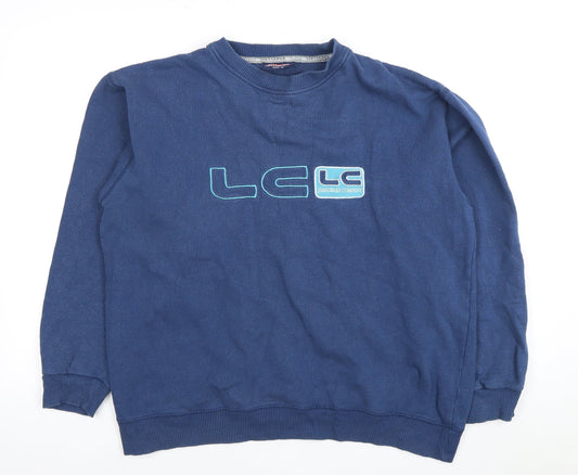 Additional front view of Lee Cooper Men's Blue Medium Logo Pullover Sweatshirt