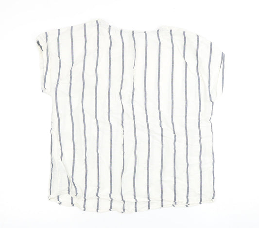 J.Crew Women's White Striped Button Top Size 12