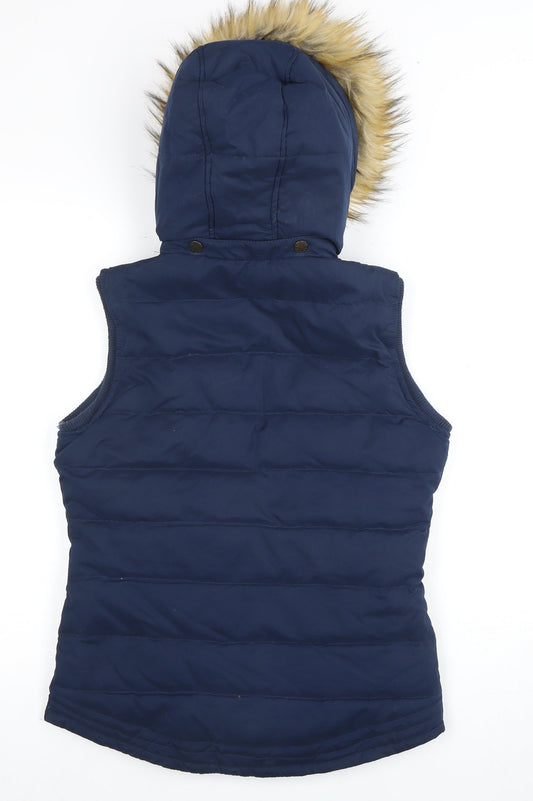Fat Face Women's Blue Hooded Waistcoat Size 8