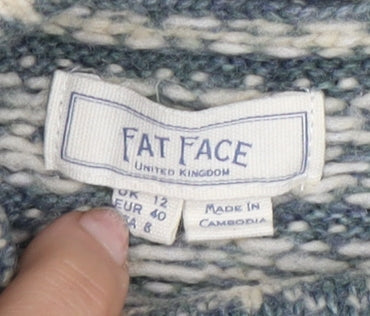 Fat Face Women's Blue Cowl Neck Pullover Jumper, Size 12
