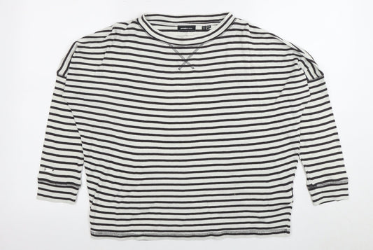 Superdry Women's Black White Stripe Jersey Top Size 4