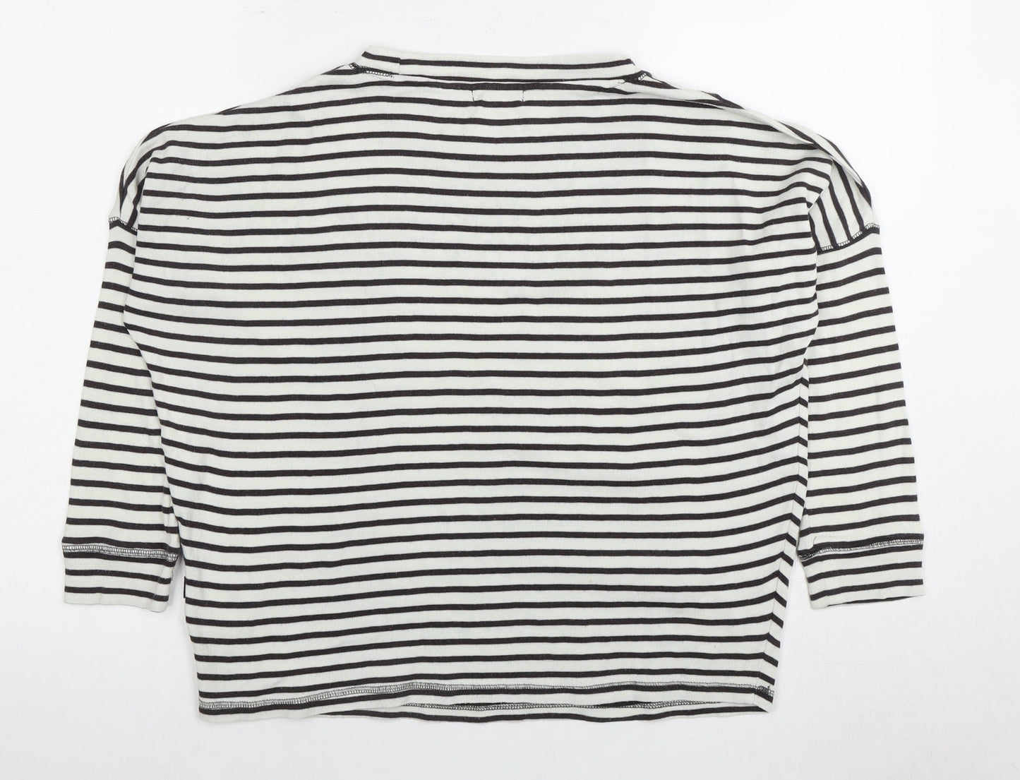 Superdry Women's Black White Stripe Jersey Top Size 4