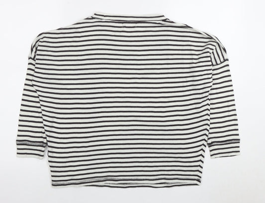 Superdry Women's Black White Stripe Jersey Top Size 4