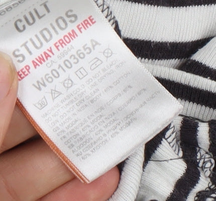 Superdry Women's Black White Stripe Jersey Top Size 4