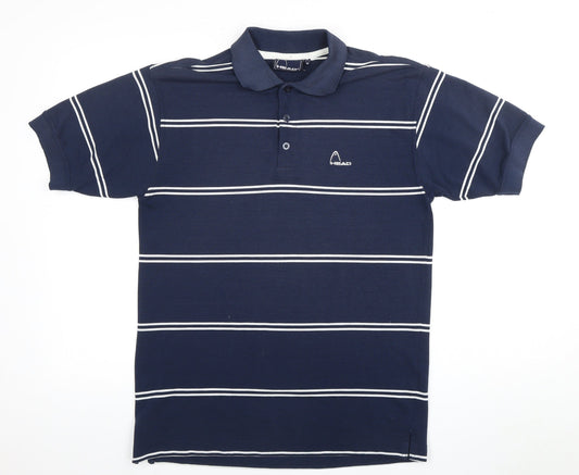 HEAD Men's Blue Striped Polo Shirt M Collared