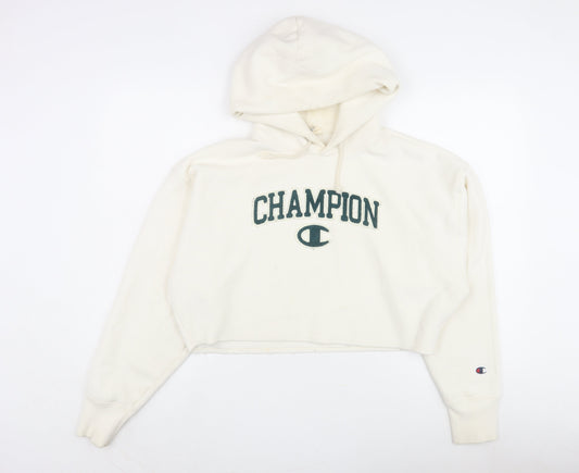 Champion Women's Ivory Hoodie Small, Logo Accent