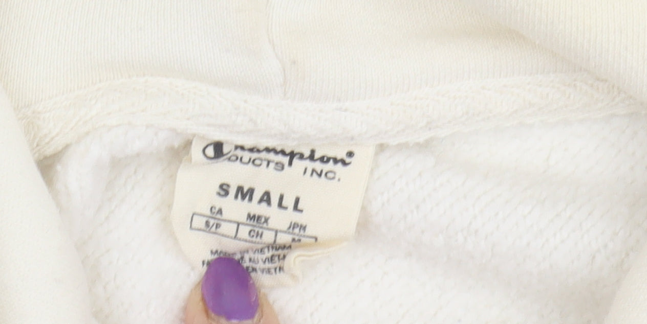 Champion Women's Ivory Hoodie Small, Logo Accent