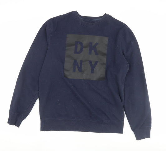 DKNY Men's Blue Crew Neck Pullover Sweatshirt - M