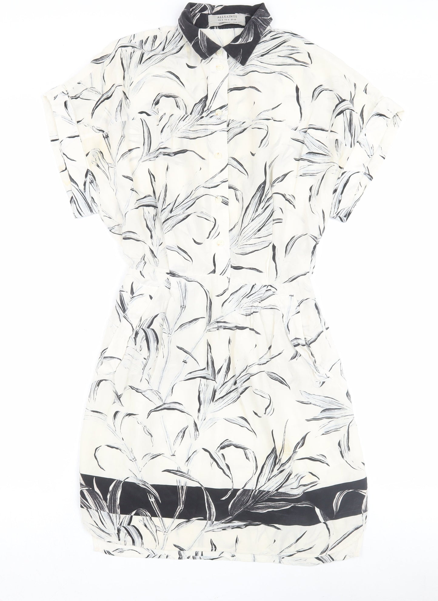 AllSaints Women's Black and White Shirt Dress Size 8