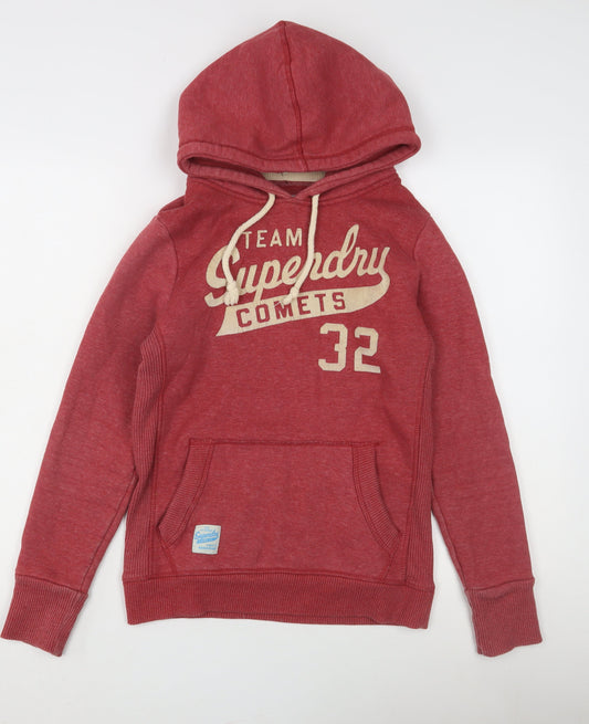 Unisex Adults UK M Regular Superdry Red Pullover Hoodie